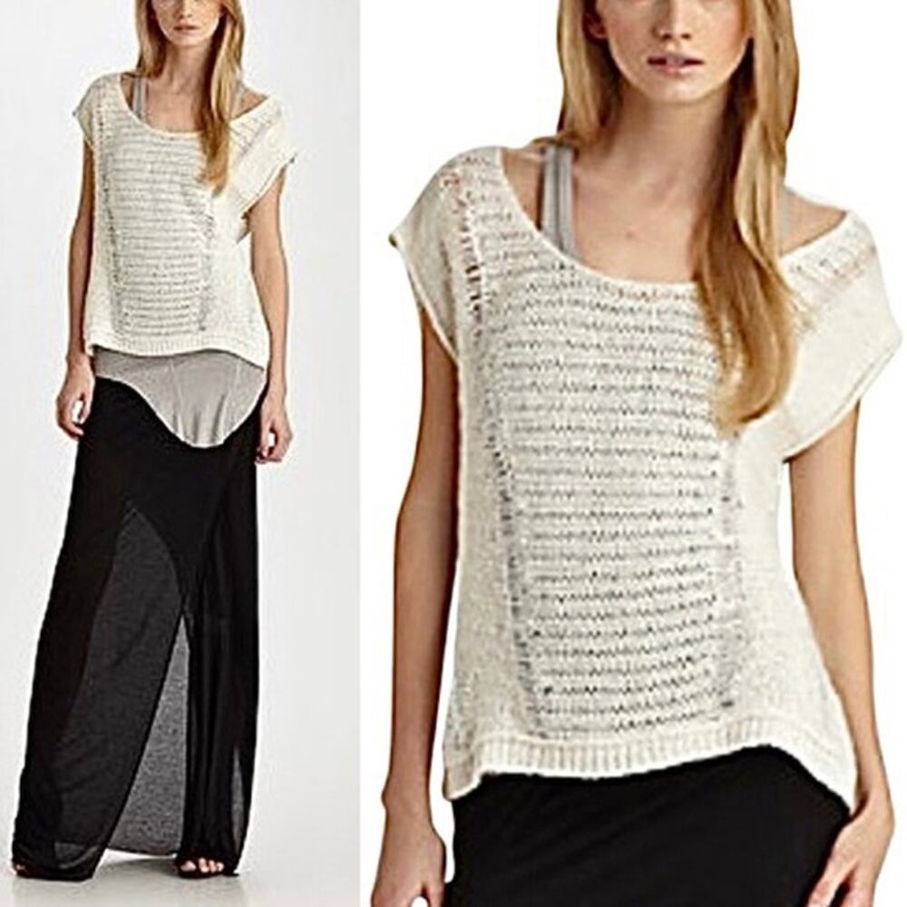 Helmut Lang Destroyed Linen Open Knit Sweater